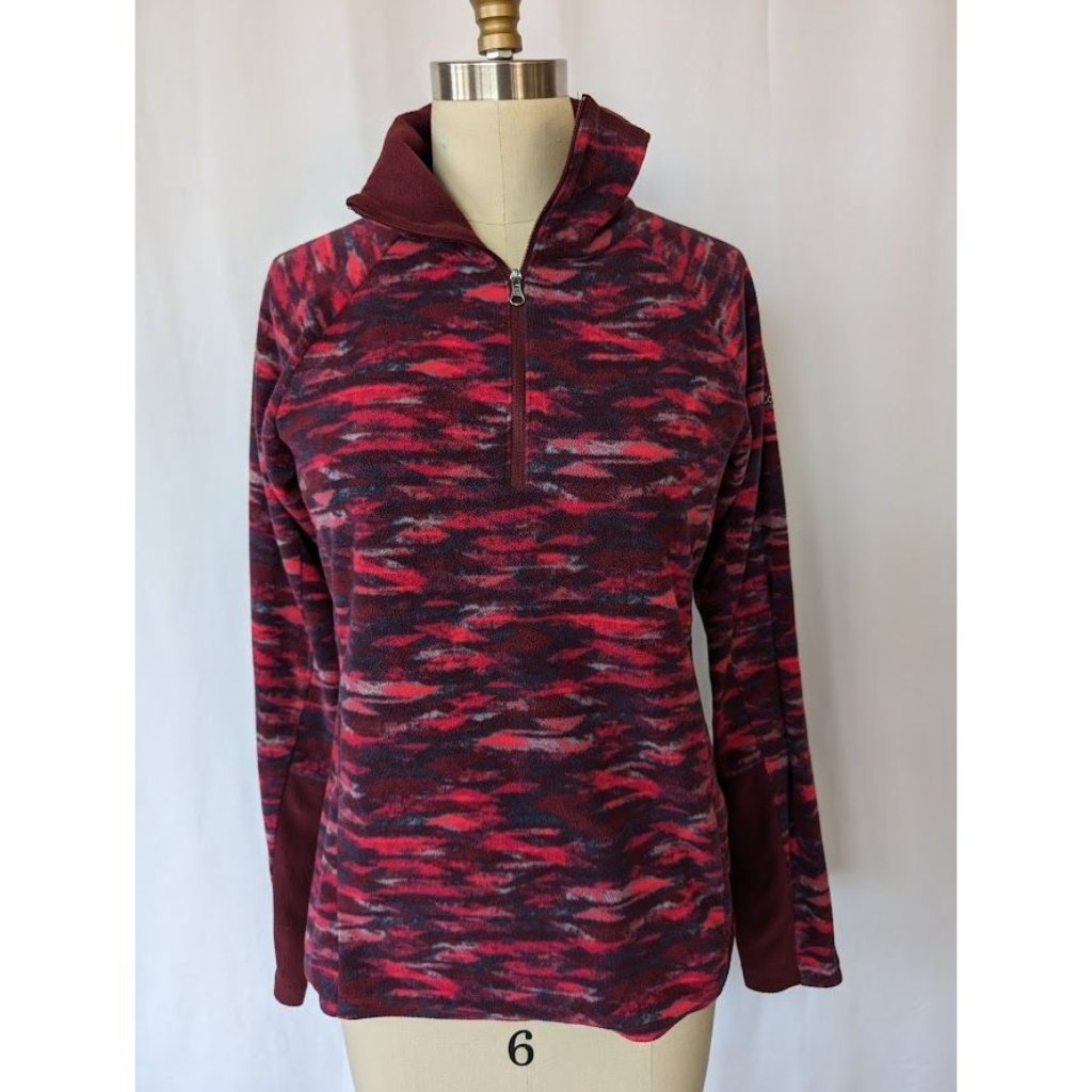 Columbia Glacial 1/4 Zip Fleece Shirt Women's Size Small Ak1130 Camo Red Hiking